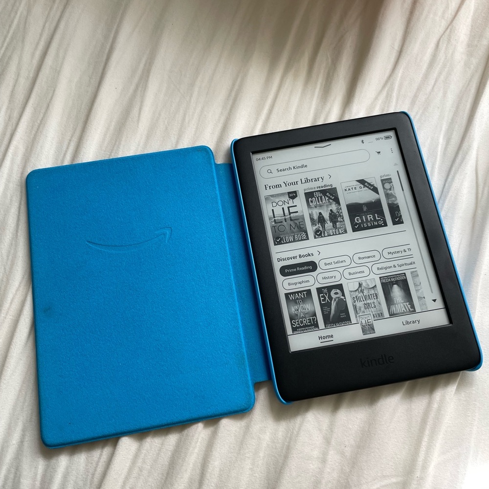 Kindle E-Reader with Blue Cover